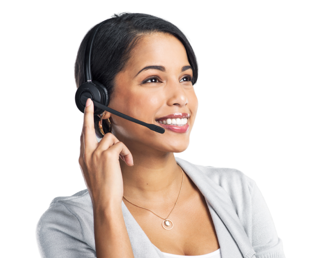 Woman agent on headset